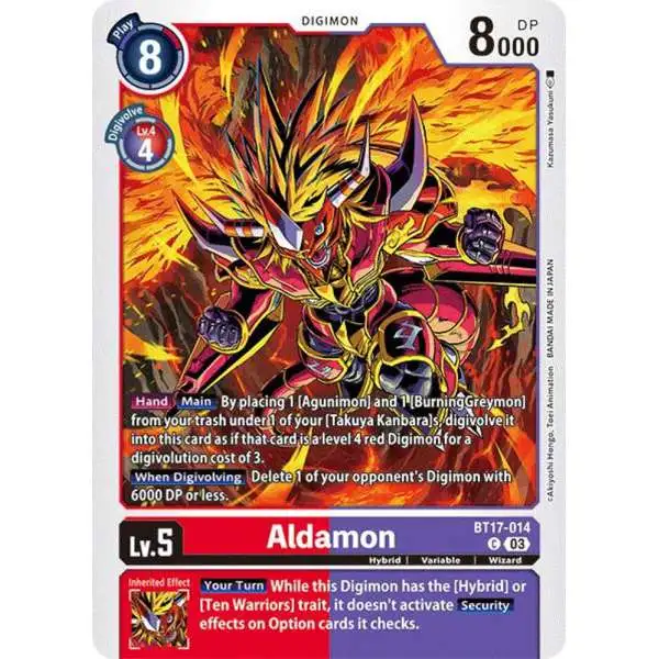 Digimon Trading Card Game Secret Crisis Common Aldamon BT17-014
