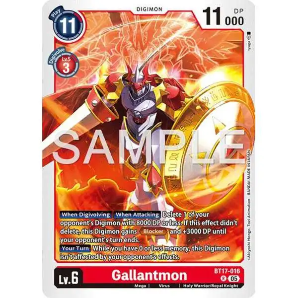 Trading Card Game Advanced Booster Digimon Generation Rare Gallantmon BT17-016 [Reprint]