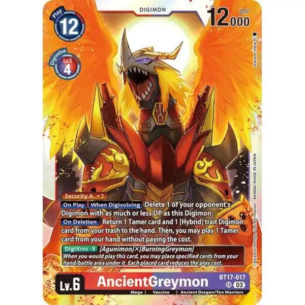 Digimon Trading Card Game Secret Crisis Super Rare AncientGreymon BT17-017