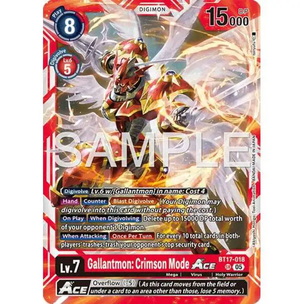 Trading Card Game Advanced Booster Digimon Generation Super Rare Gallantmon: Crimson Mode ACE BT17-018 [Reprint]