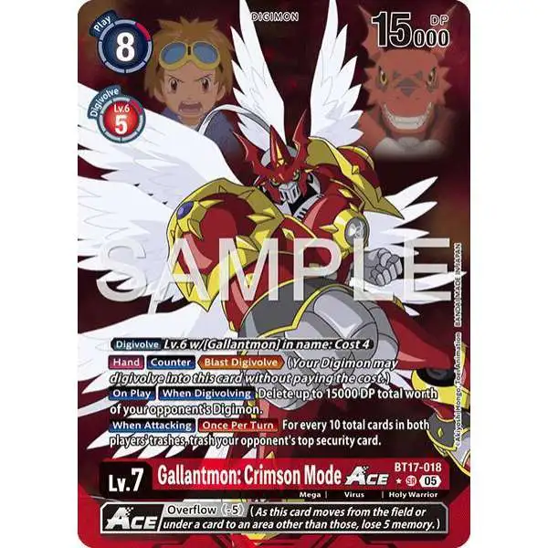 Trading Card Game Advanced Booster Digimon Generation Super Rare Gallantmon: Crimson Mode ACE BT17-018 [Alternate Art]