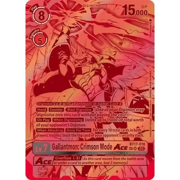 Digimon Trading Card Game Secret Crisis Special Rare Gallantmon: Crimson Mode ACE BT17-018 [Textured]