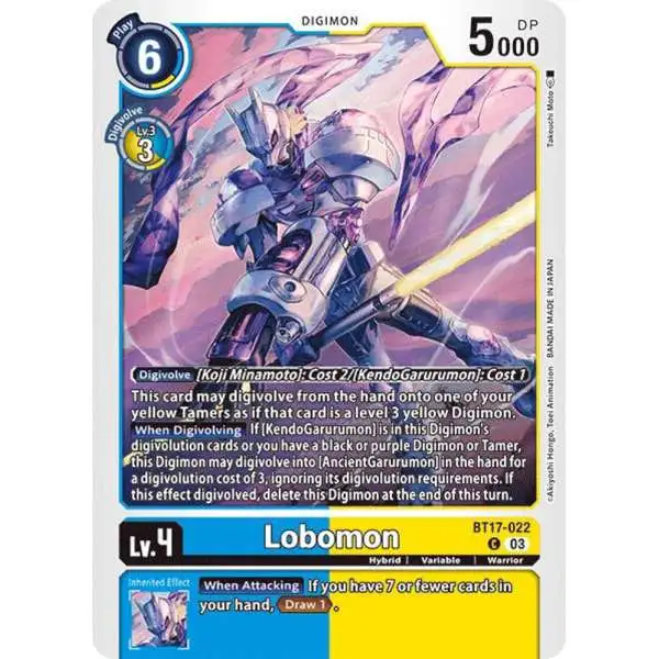 Digimon Trading Card Game Secret Crisis Common Lobomon BT17-022