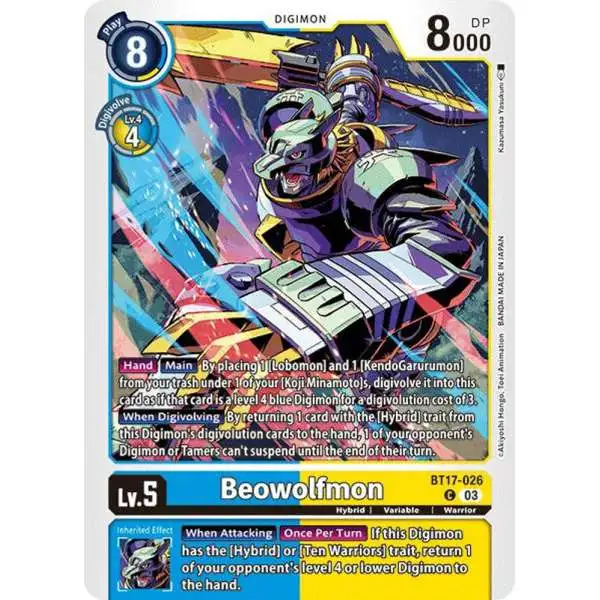 Digimon Trading Card Game Secret Crisis Common Beowolfmon BT17-026
