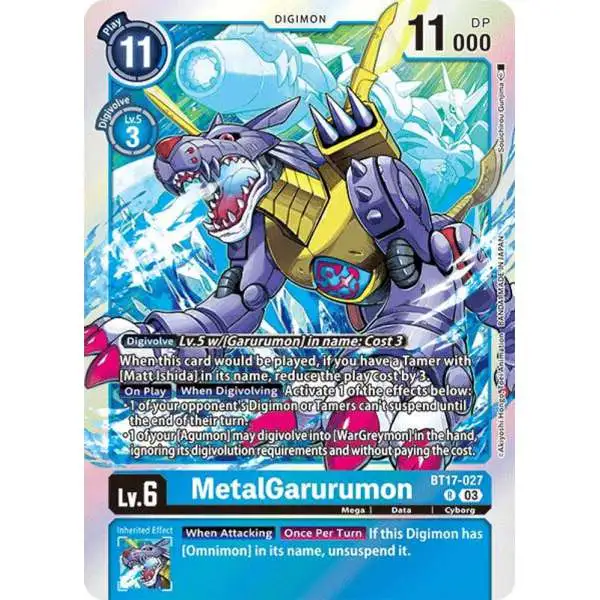 Digimon Trading Card Game Secret Crisis Rare MetalGarurumon BT17-027