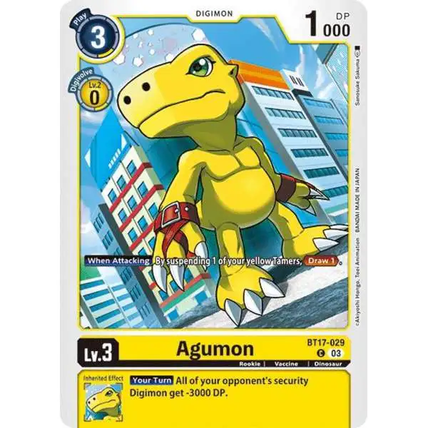 Digimon Trading Card Game Secret Crisis Common Agumon BT17-029