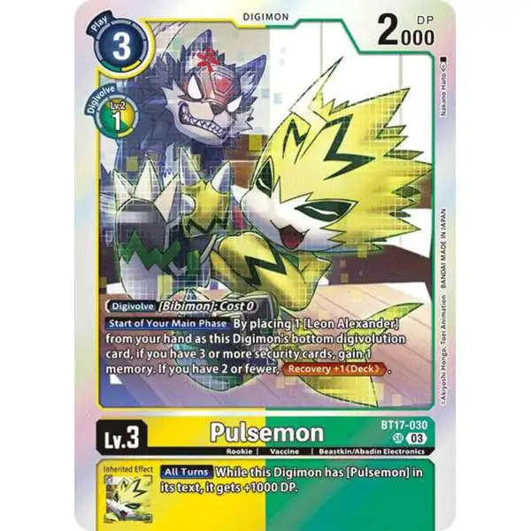 Digimon Trading Card Game Secret Crisis Super Rare Pulsemon BT17-030