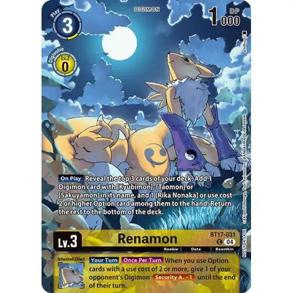 Digimon Trading Card Game Chain of Liberation Common Renamon BT17-031 [Legend Pack 2024 Box Topper]