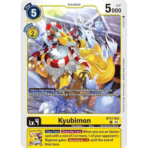 Digimon Trading Card Game Secret Crisis Common Kyubimon BT17-032