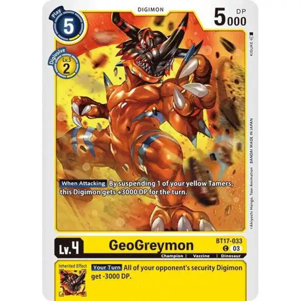 Digimon Trading Card Game Secret Crisis Common GeoGreymon BT17-033