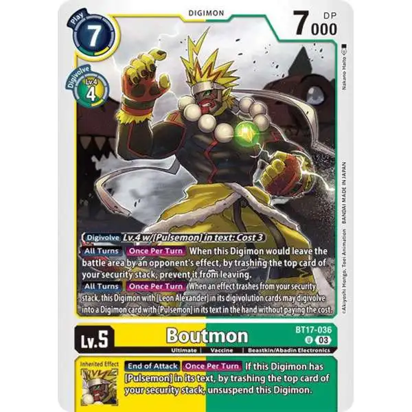 Digimon Trading Card Game Secret Crisis Uncommon Boutmon BT17-036
