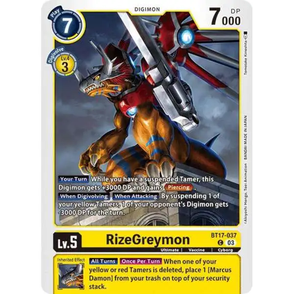 Digimon Trading Card Game Secret Crisis Common RizeGreymon BT17-037