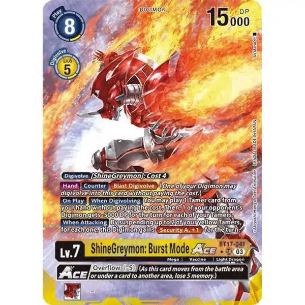 Digimon Trading Card Game Secret Crisis Super Rare ShineGreymon: Burst Mode ACE BT17-041 [Alternate Art]