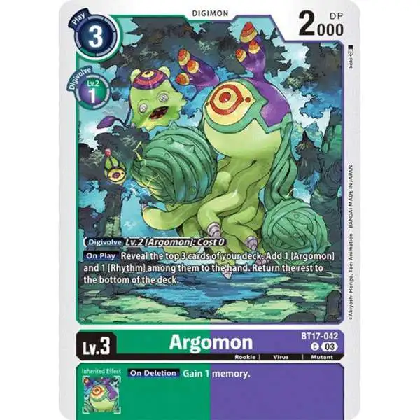Digimon Trading Card Game Secret Crisis Common Argomon BT17-042