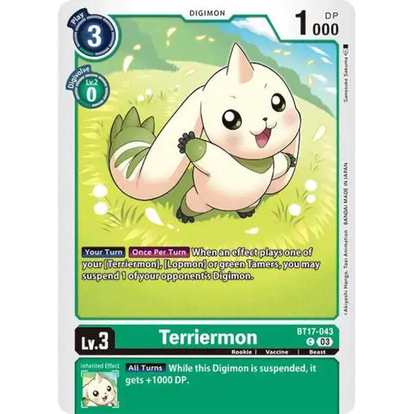 Digimon Trading Card Game Secret Crisis Common Terriermon BT17-043