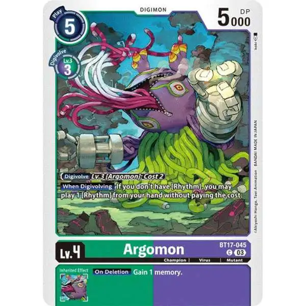 Digimon Trading Card Game Secret Crisis Common Argomon BT17-045