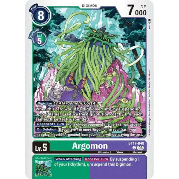 Digimon Trading Card Game Secret Crisis Common Argomon BT17-048