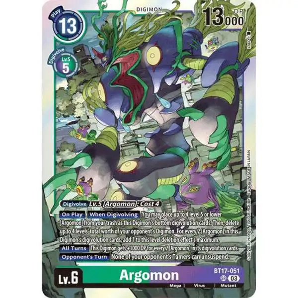 Digimon Trading Card Game Secret Crisis Super Rare Argomon BT17-051