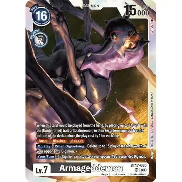 Digimon Trading Card Game Secret Crisis Super Rare Armageddemon BT17-060
