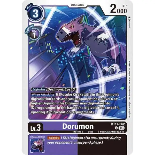 Digimon Trading Card Game Secret Crisis Common Dorumon BT17-062