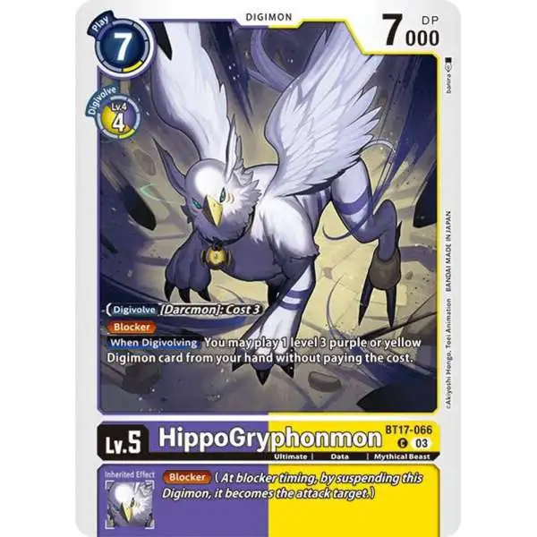 Digimon Trading Card Game Secret Crisis Common HippoGryphonmon BT17-066
