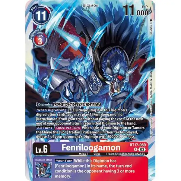 Digimon Trading Card Game Secret Crisis Rare Fenriloogamon BT17-069