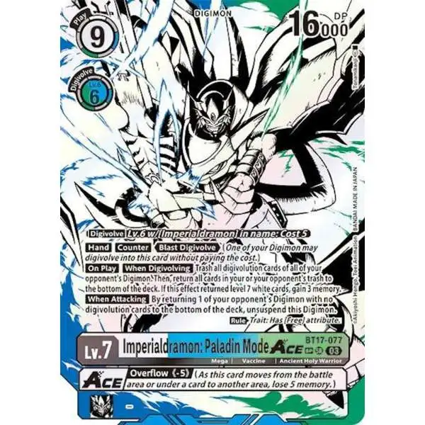 Digimon Trading Card Game Secret Crisis Special Rare Imperialdramon: Paladin Mode ACE BT17-077 [Textured]
