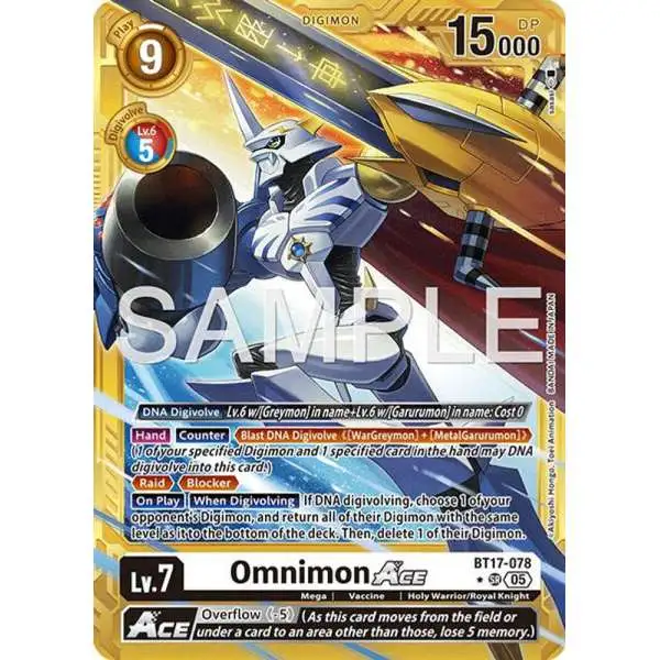 Trading Card Game Advanced Booster Digimon Generation Super Rare Omnimon ACE BT17-078 [Gold Border]