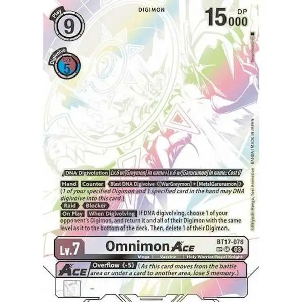 Digimon Trading Card Game Secret Crisis Special Rare Omnimon ACE BT17-078 [Textured]