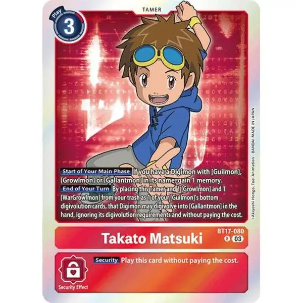 Digimon Trading Card Game Secret Crisis Rare Takato Matsuki BT17-080