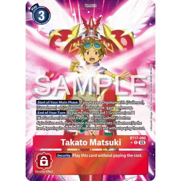 Digimon Trading Card Game Secret Crisis Rare Takato Matsuki BT17-080 [Alternate Art]