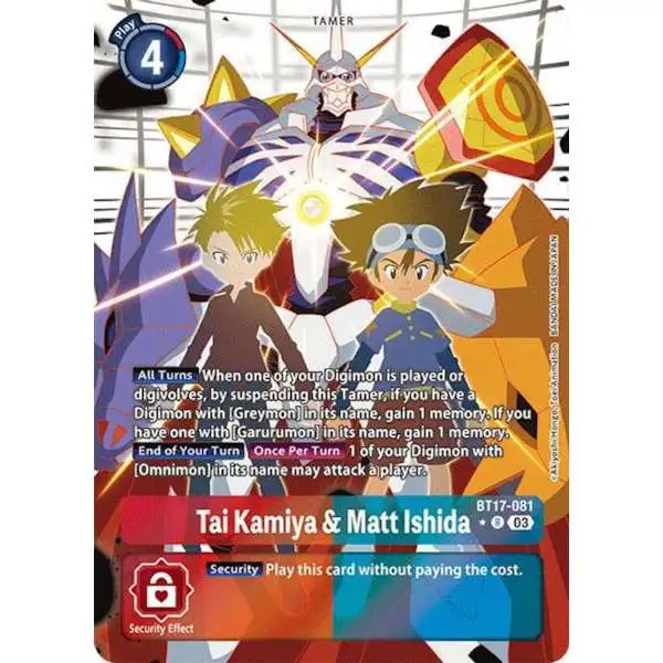 Digimon Trading Card Game Secret Crisis Rare Tai Kamiya & Matt Ishida BT17-081 [Alternate Art]