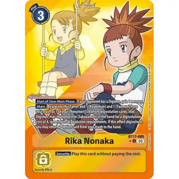 Digimon Trading Card Game Secret Crisis Uncommon Rika Nonaka BT17-085 [Box Promotion Pack]