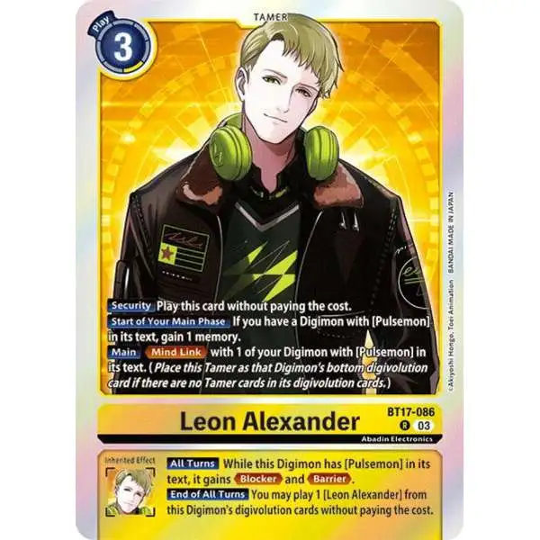 Digimon Trading Card Game Secret Crisis Rare Leon Alexander BT17-086