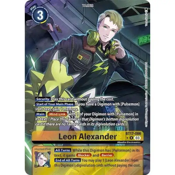 Digimon Trading Card Game Secret Crisis Rare Leon Alexander BT17-086 [Alternate Art]