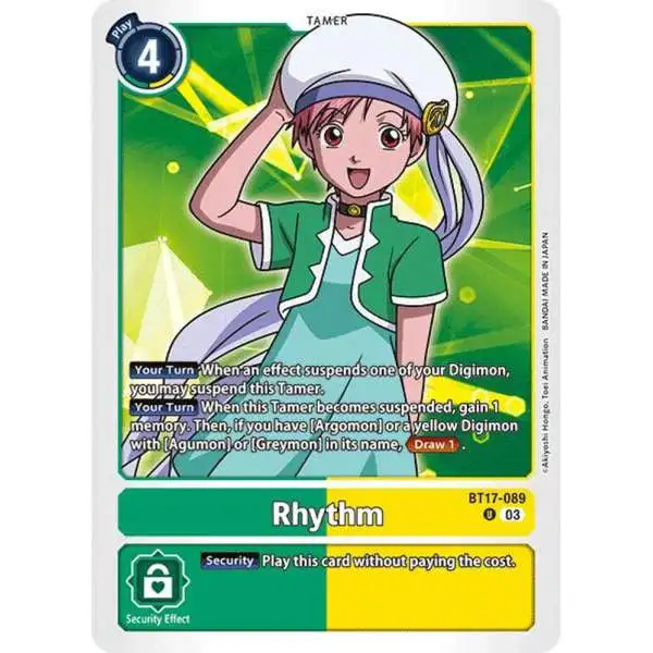Digimon Trading Card Game Secret Crisis Uncommon Rhythm BT17-089