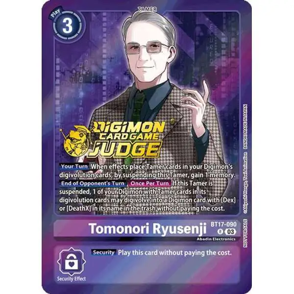 Digimon Trading Card Game Secret Crisis Promo Tomonori Ryusenji BT17-090 [Judge Pack 6]