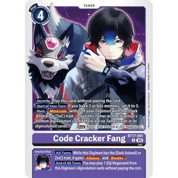 Digimon Trading Card Game Secret Crisis Uncommon Code Cracker Fang BT17-091