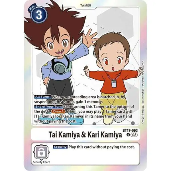 Digimon Trading Card Game Secret Crisis Rare Tai Kamiya & Kari Kamiya BT17-093