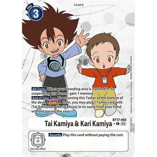 Digimon Trading Card Game Secret Crisis Rare Tai Kamiya & Kari Kamiya BT17-093 [Box Promotion Pack]