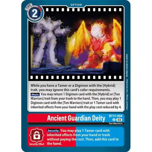 Digimon Trading Card Game Secret Crisis Uncommon Ancient Guardian Deity BT17-094