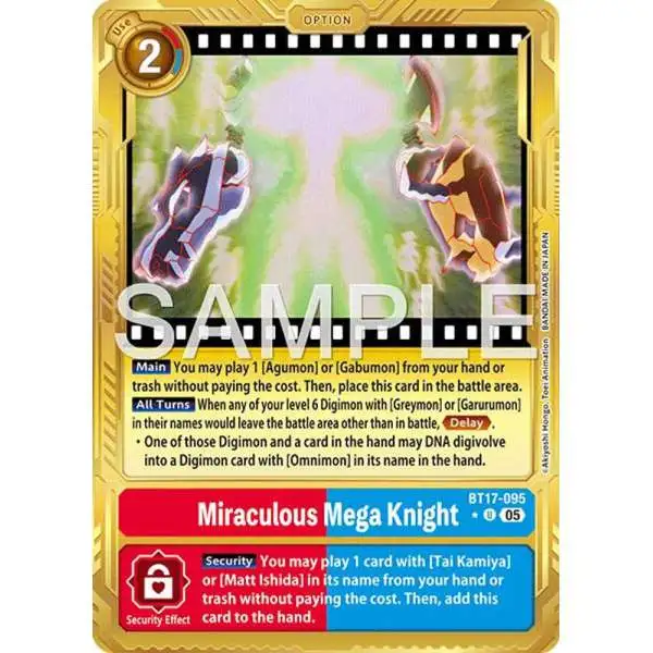 Trading Card Game Advanced Booster Digimon Generation Uncommon Miraculous Mega Knight BT17-095 [Gold Border]