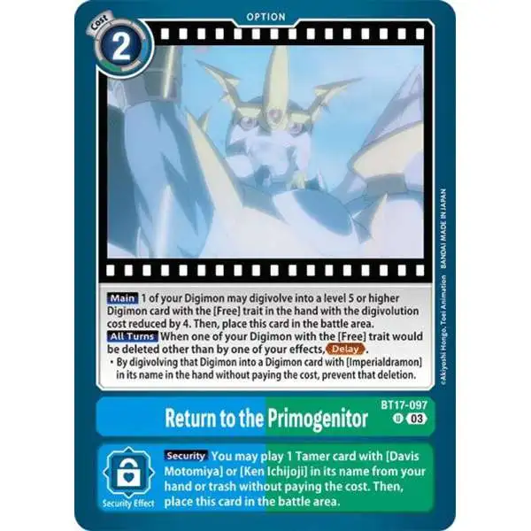 Digimon Trading Card Game Secret Crisis Uncommon Return to the Primogenitor BT17-097
