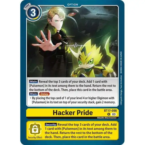 Digimon Trading Card Game Secret Crisis Uncommon Hacker Pride BT17-098