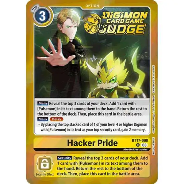 Digimon Trading Card Game Secret Crisis Promo Hacker Pride BT17-098 [Judge Pack 6]