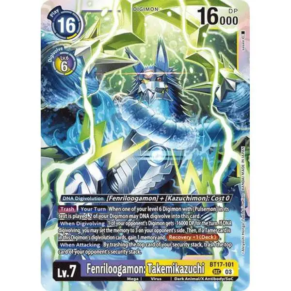 Digimon Trading Card Game Secret Crisis Secret Rare Fenriloogamon: Takemikazuchi BT17-101