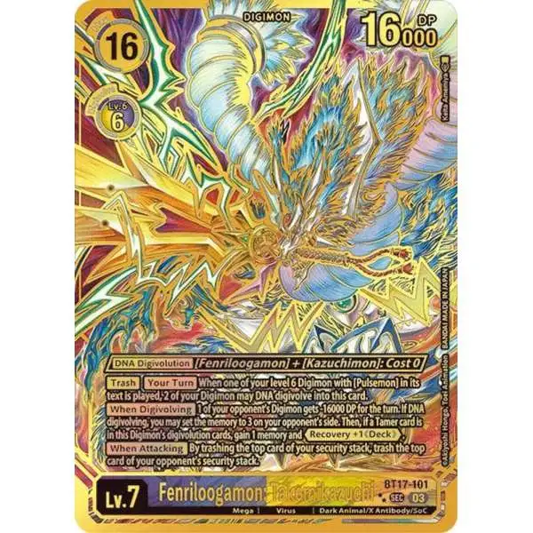 Digimon Trading Card Game Secret Crisis Secret Rare Fenriloogamon: Takemikazuchi BT17-101 [Textured]