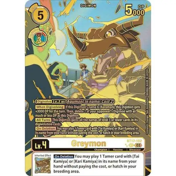 Digimon Trading Card Game Secret Crisis Secret Rare Greymon BT17-102 [Right]