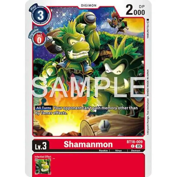 Trading Card Game Advanced Booster Digimon Generation Common Shamanmon BT18-009 [Reprint]
