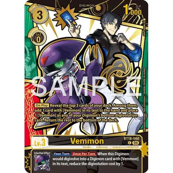 Digimon Trading Card Game Dawn of Liberator Common Vemmon BT18-060 [Rare Pull]